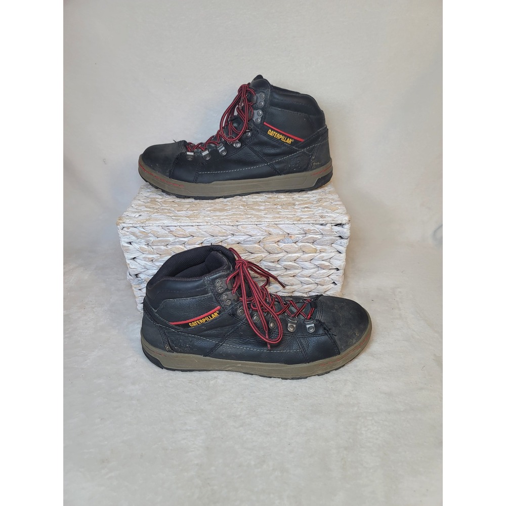 Caterpillar Ergo Steel Toe Work Boots Mens P90189 Black Leather Size 9.5 EH